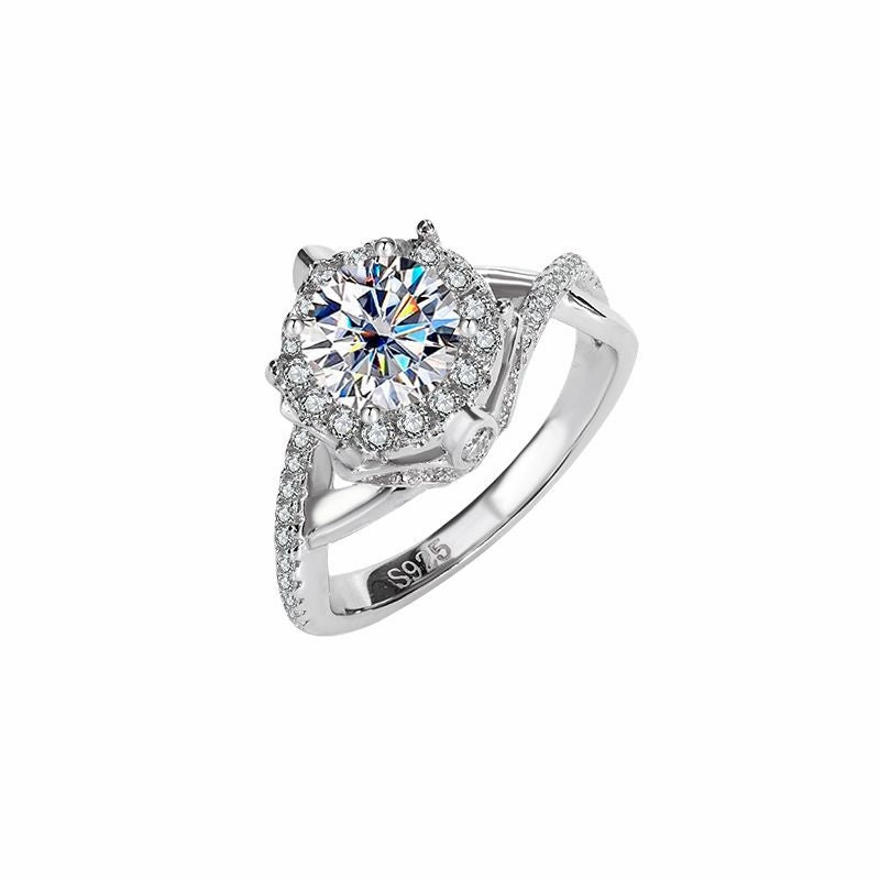 1 Carat Round Brilliant Diamond Halo Ring | S925 | Moissanite Versatile Look Luxury Craft