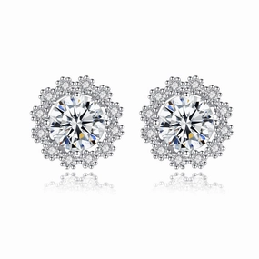 True Touch 1 Carat Snowflake Halo Stud Earrings | S925 | Moissanite
