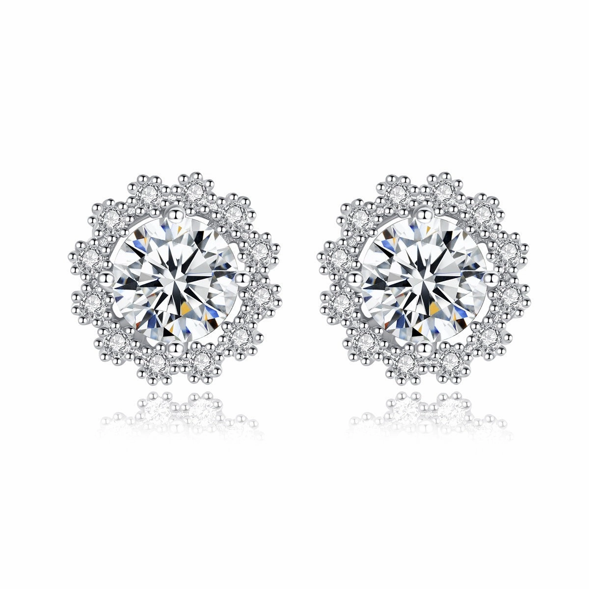 True Touch 1 Carat Snowflake Halo Stud Earrings | S925 | Moissanite