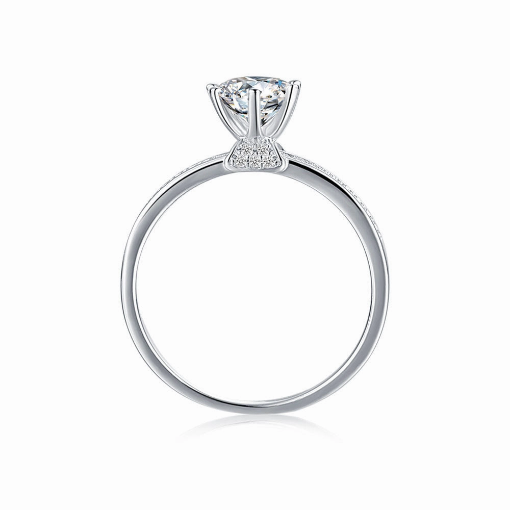 1 Carat Solitaire Round Brilliant Pave Engagement Ring | S925 | Moissanite Work Friendly Bold Jewelry Pieces