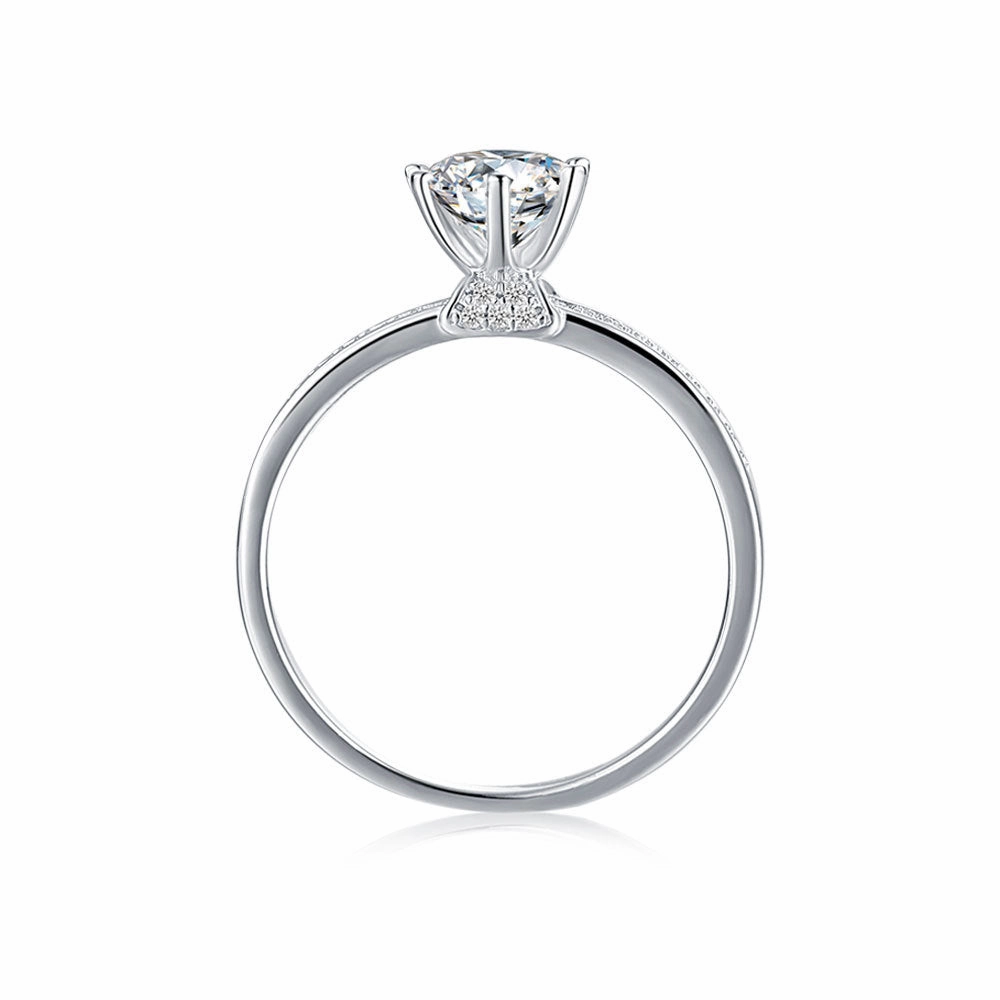 Lightweight Piece Premium Piece 1 Carat Solitaire Round Brilliant Pave Engagement Ring | S925 | Moissanite
