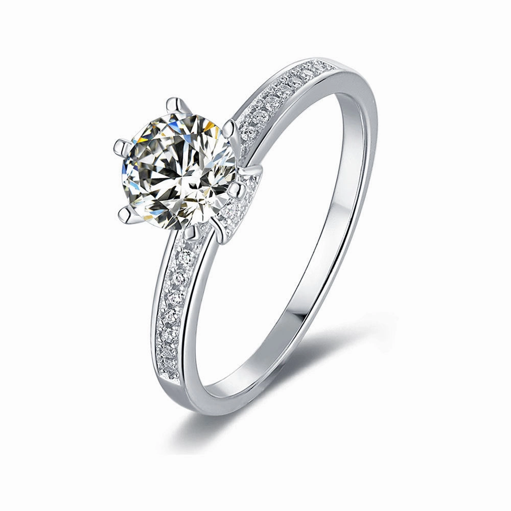 1 Carat Solitaire Round Brilliant Pave Engagement Ring | S925 | Moissanite Chic Style Sentimental Object