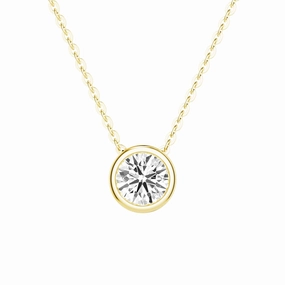 Shining Design Weekend Light 1 CT. Round Cut Moissanite Bezel Set Pendant Necklace