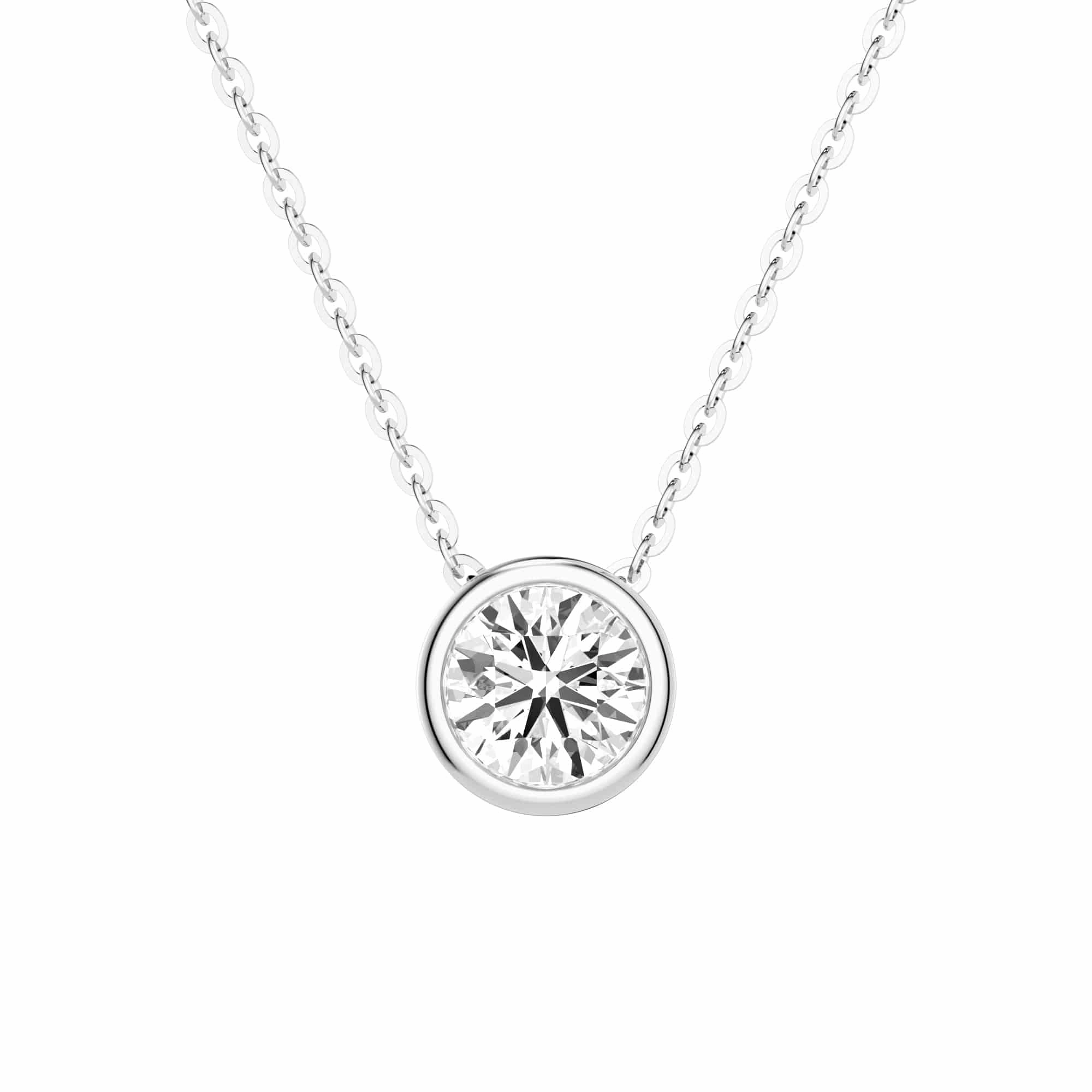 Elegant Accent Travel Mood 1 CT. Round Cut Moissanite Bezel Set Pendant Necklace