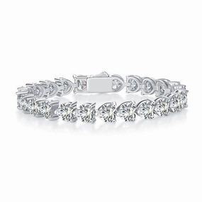 Casual Accent Shining Design 24 Carat Full Heart Diamond Tennis Bracelet | S925 | Moissanite