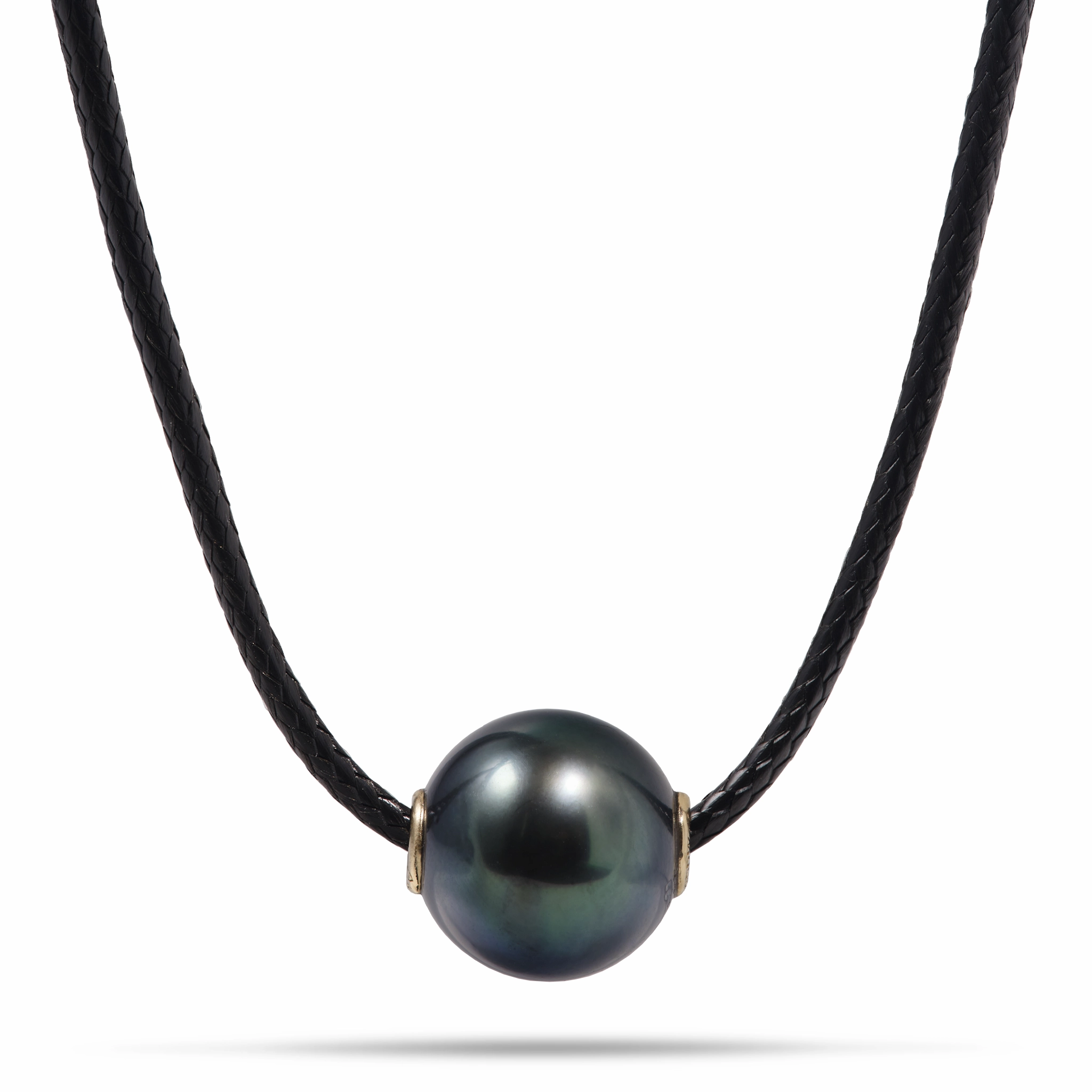 Smooth Lines 26" Adjustable Tahitian Black Pearl Black Cord Necklace