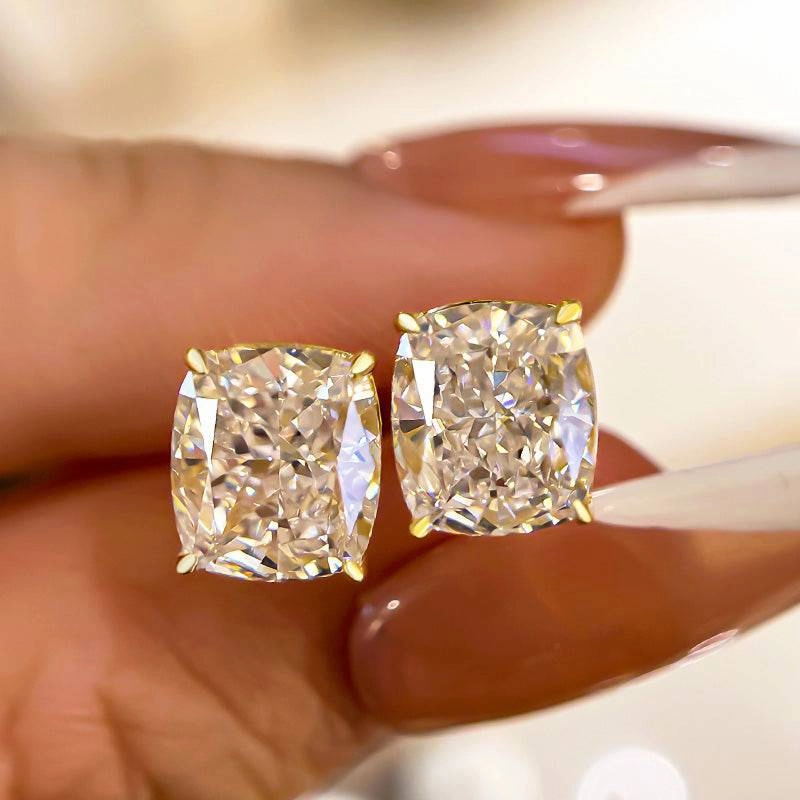 Exquisite Touch Flirty Look 2.0Ct Classic Cushion Cut Women's Stud Earrings In Sterling Silver