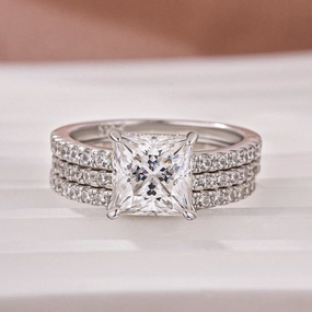 2.0Ct Princess Cut Pav?? White Gold Moissanite Diamond Wedding Ring Exclusive Appeal