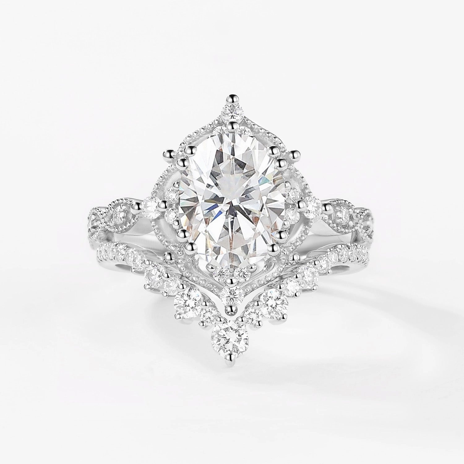 Chic Duo Natural Finish 2.0ct Signature Vintage Moss Agate Big Ring Set 2pcs - Charlotte