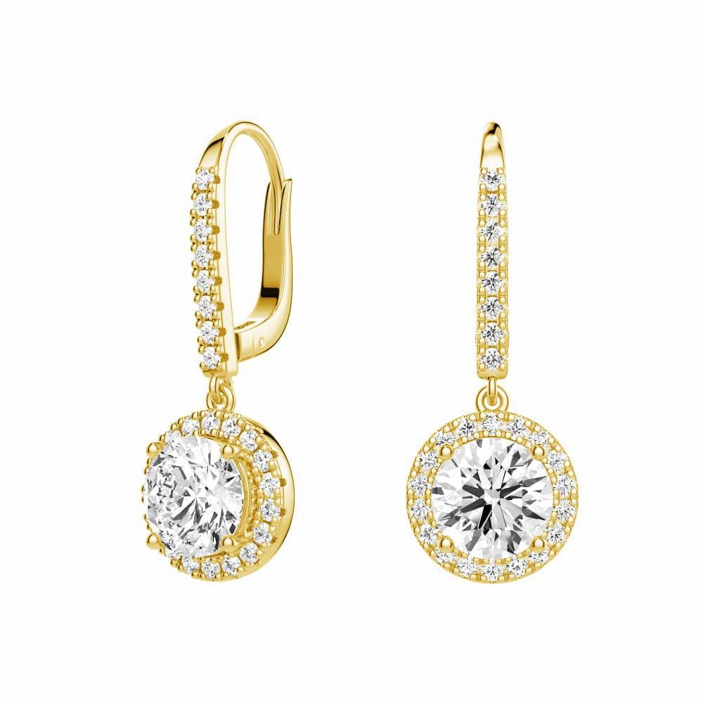 2.34 ctw Round Moissanite Pav?? Halo Drop Earrings Chic Silhouette