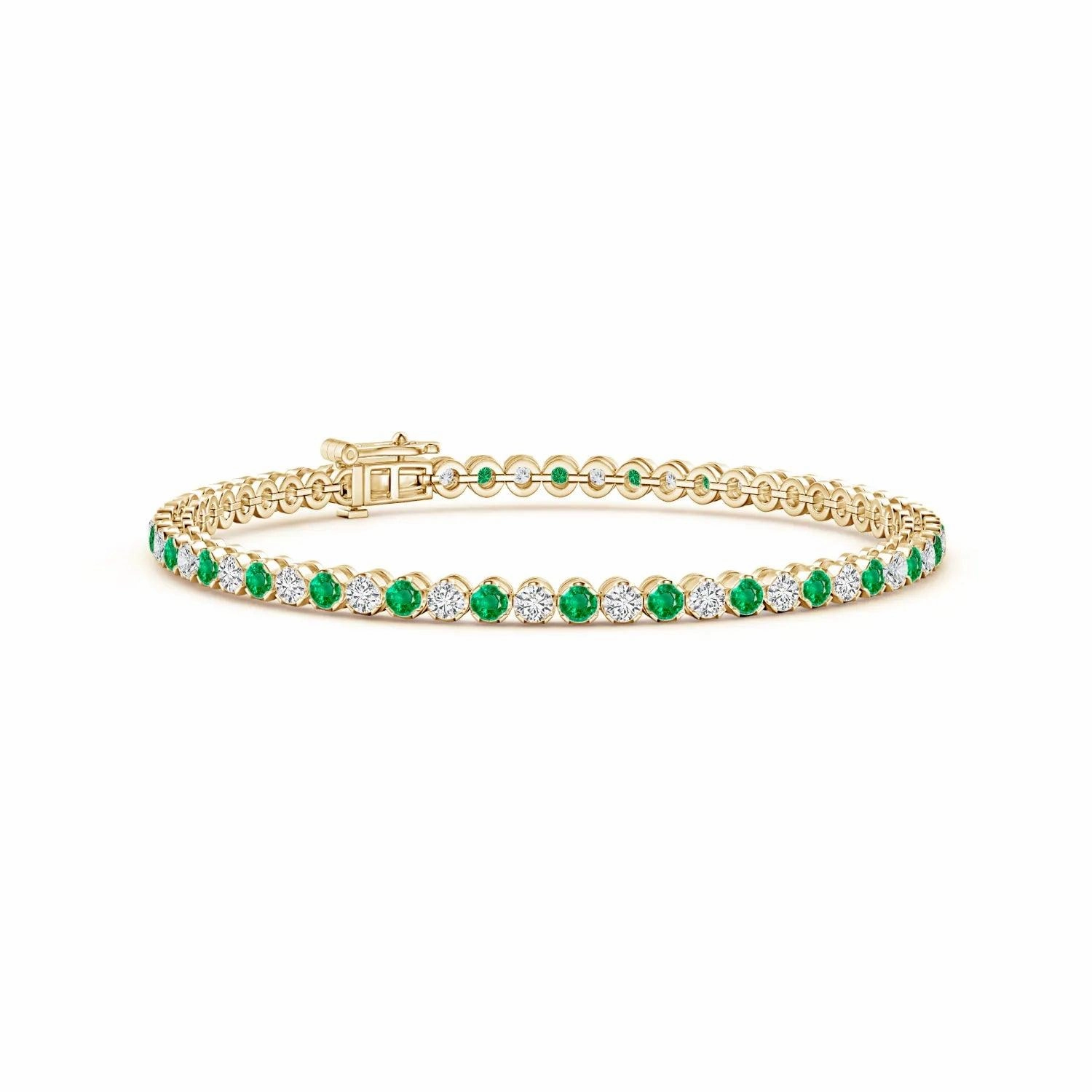 date night look 2.96 CT. Classic Round Emerald and White Sapphire Tennis Bracelet