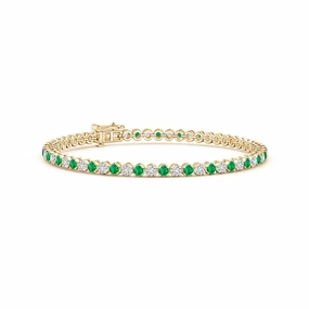 date night look 2.96 CT. Classic Round Emerald and White Sapphire Tennis Bracelet