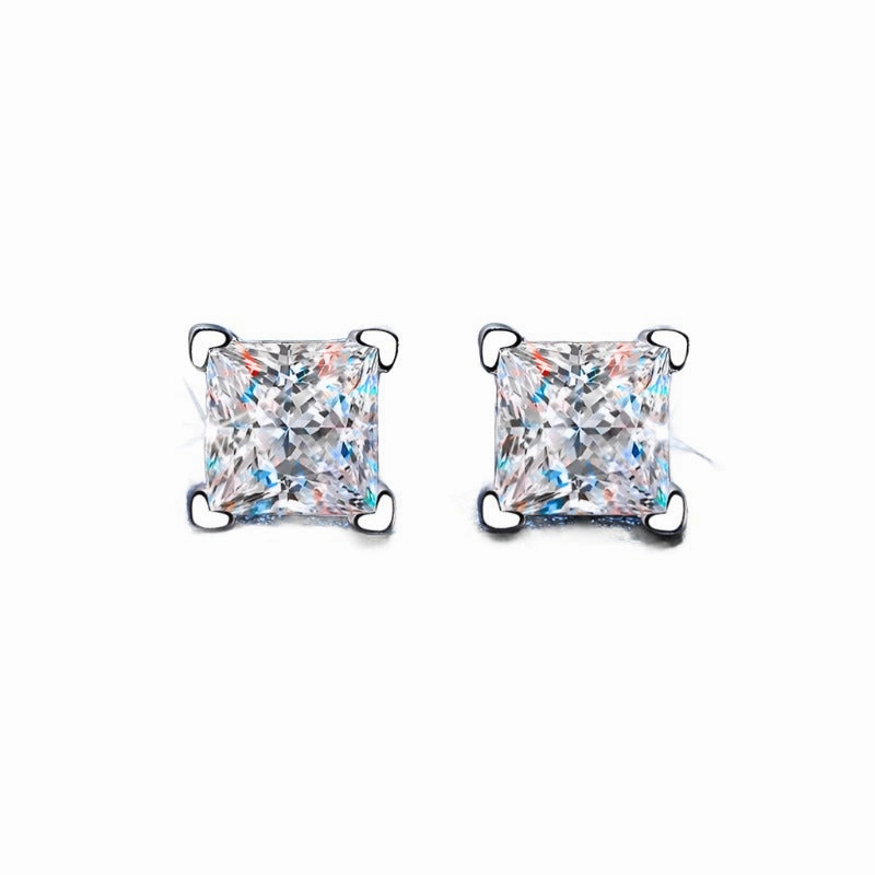 2 Carat Princess Cut Square Diamond Earrings | S925 Handcrafted Form