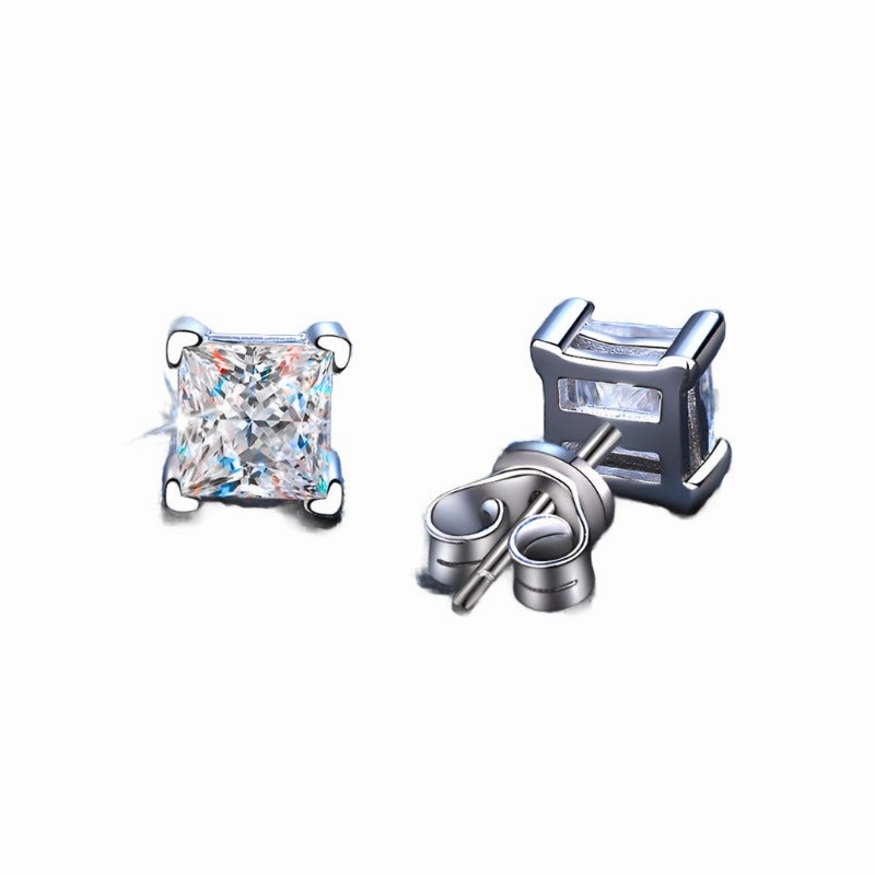 2 Carat Princess Cut Square Diamond Earrings | S925 Sturdy Element Vintage Finish