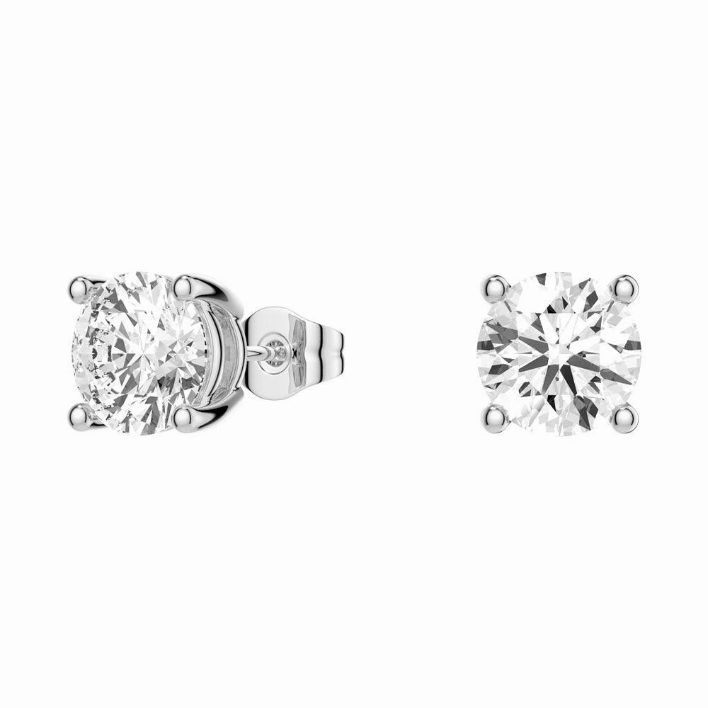 2ctw Round Brilliant 4 Prong Solitaire Stud Earrings Charming Detail