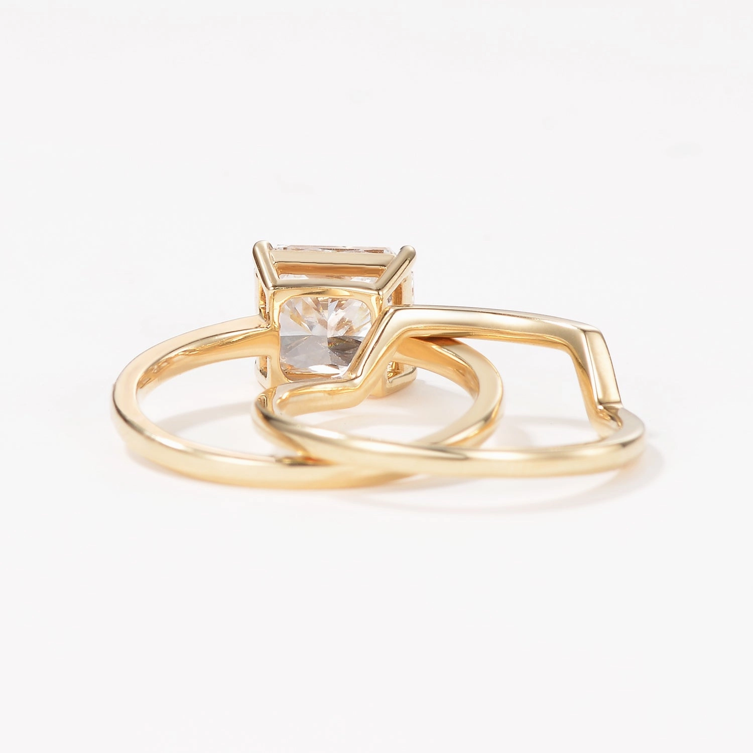 3.0ct Radiant Cut Moissanite Solitaire Ring Set 2pcs Party essential Glamour Accessory