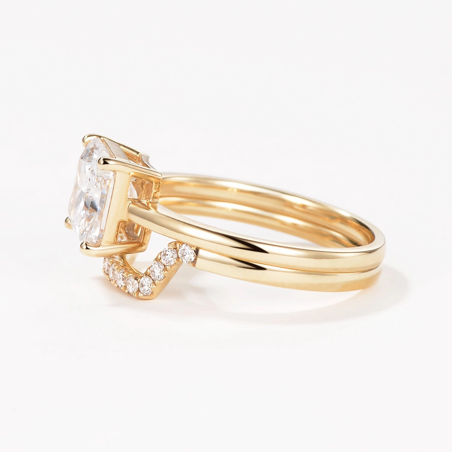 Travel Friendly Youthful Glow 3.0ct Radiant Cut Moissanite Solitaire Ring Set 2pcs