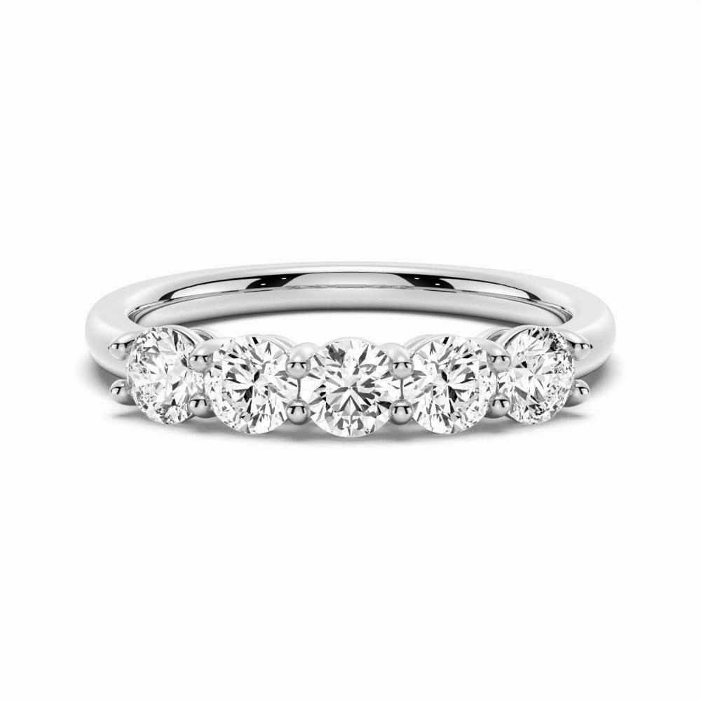 Red Carpet Alluring Design 3.75mm 5 Stone Shared Prong Moissanite Anniversary Band