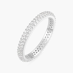 Timeless Jewelry Glam fit 3mm Anniversary Double Row Eternity Wedding Ring