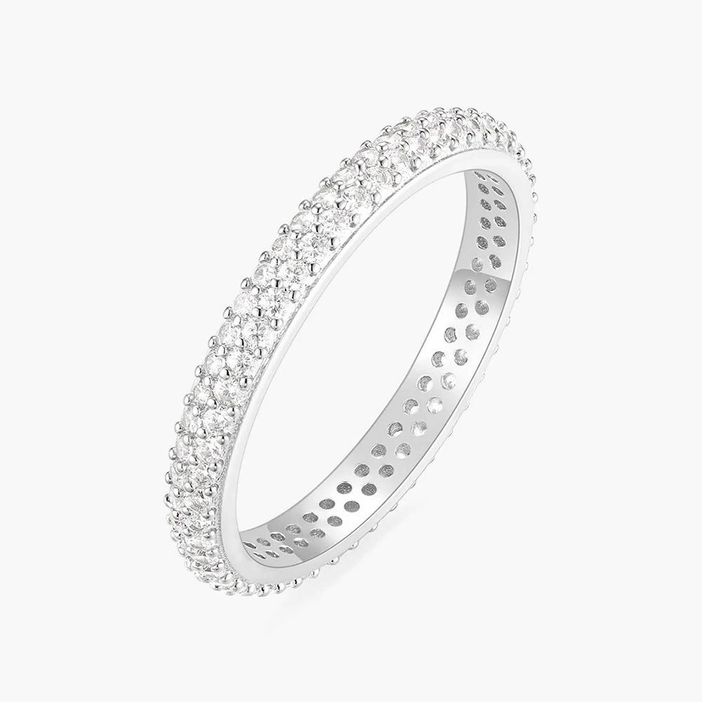Office Style Sophisticated Jewelry Pieces 3mm Anniversary Double Row Eternity Wedding Ring