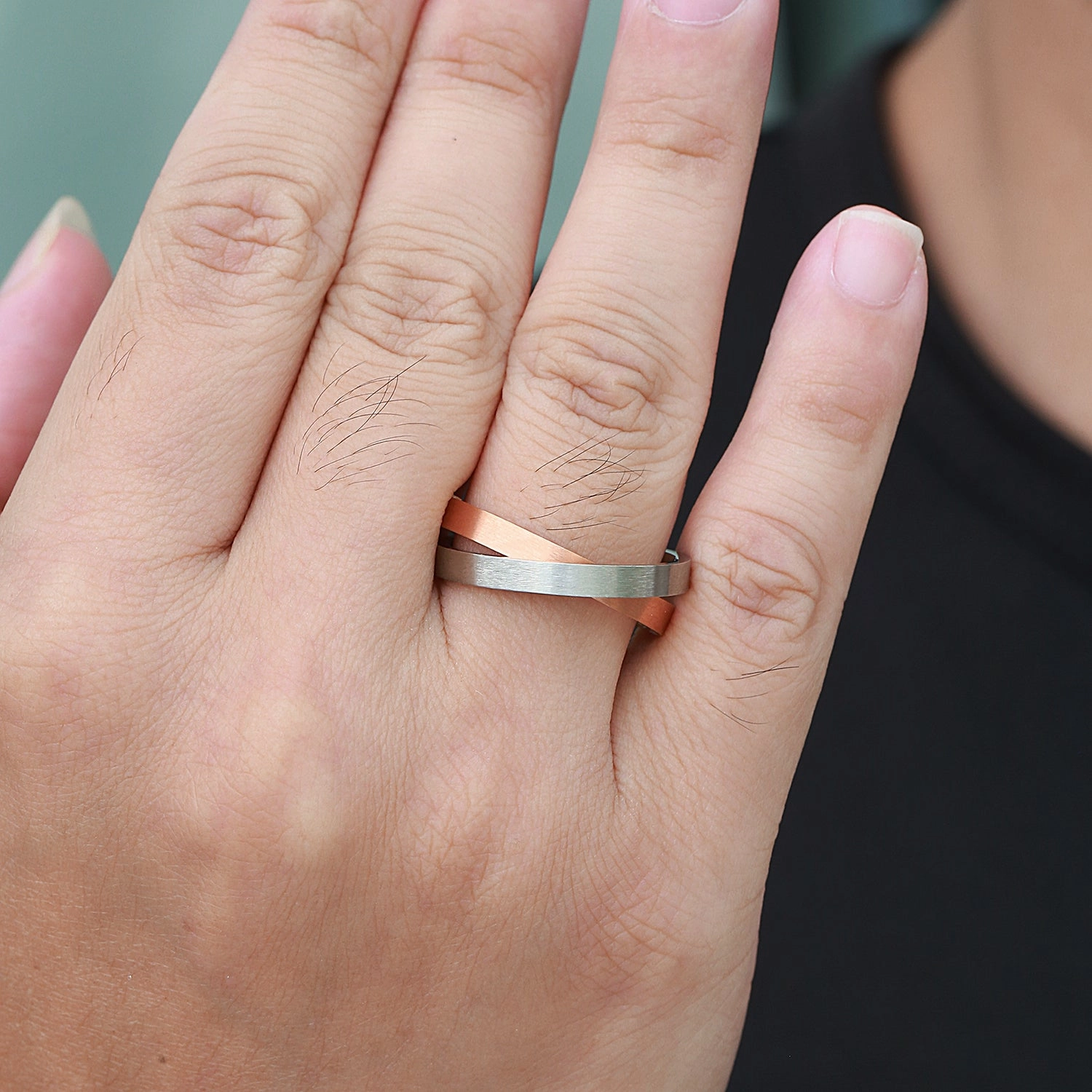 Elegant accessories Custom Feel 3mm Flat Plain Matte Finish Two-Tone Couple Men's Wedding Band