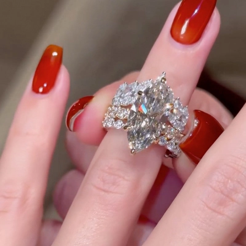 3PC 4.0Ct Marquise Cut Wedding Ring Set With Crown Curved Wedding Band & Classic Wedding Band Bold Craftsmanship