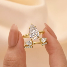 Charming Pieces Design 4.0 Ct Pear Cut Insert Wedding Ring Set In Sterling Silver For Women