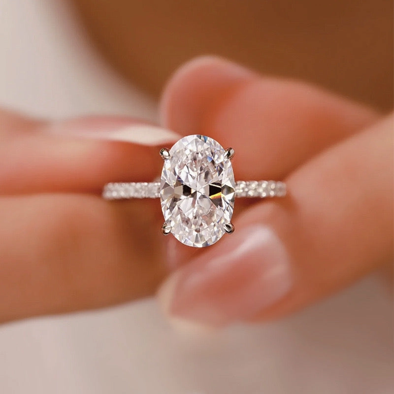 4.0Ct Oval Cut Engagement Ring Promise Ring For Her In Sterling Silver Luxury Fashion