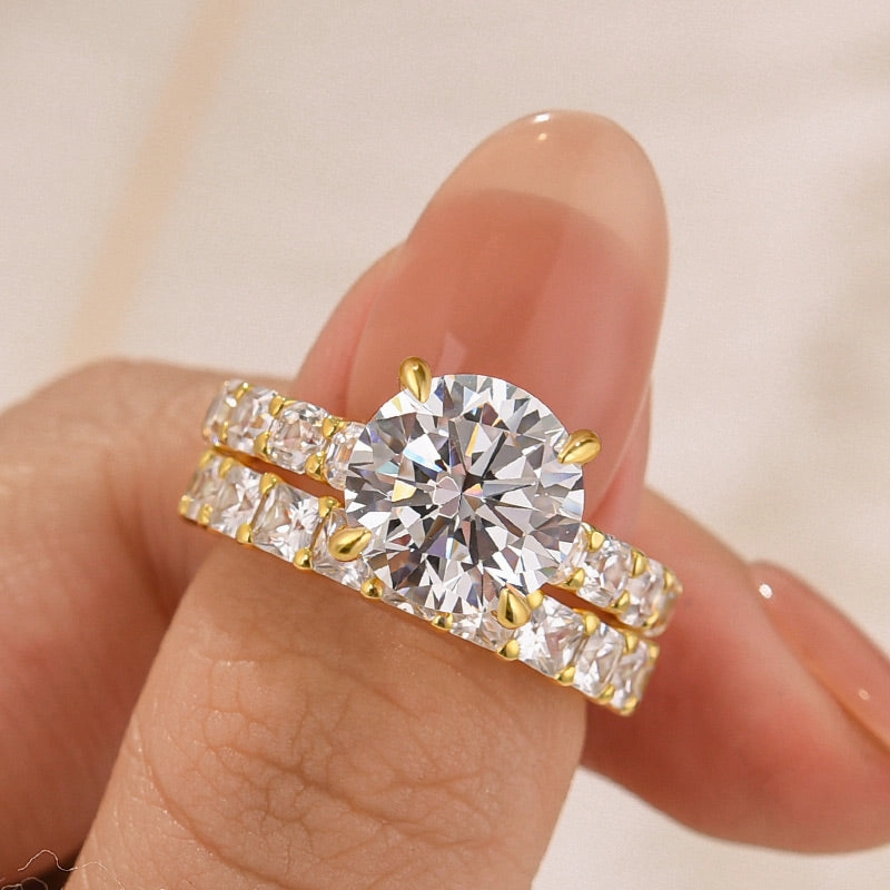 4.0Ct Round Cut Wedding Ring Set Luxury Radiance Glamour Finish