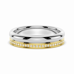 Flawless Cut 4.2mm Polished Finish Two Tone Wedding Band With Pave Edge