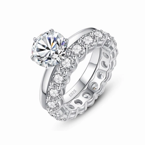 4 CTW Engagement Ring & Band Set | S925 | Moissanite Romantic Glow Glamorous Accent