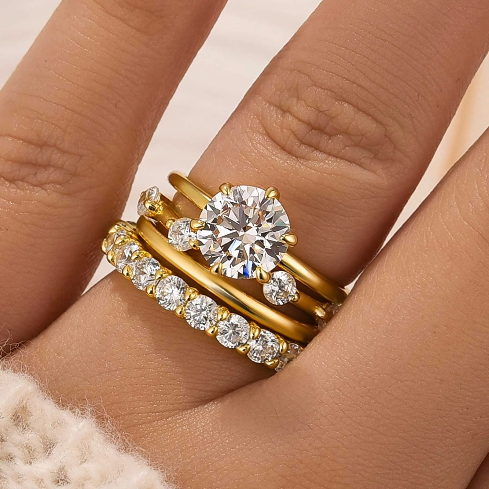 4PC 2.0Ct Round Cut Wedding Ring Set In Sterling Silver Statement Touch Romantic Feel