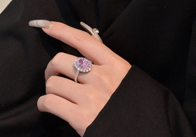 5.6 Carat Light Pink Oval Diamond Ring in 925 Sterling Silver Fantastic Statement Economical Decoration