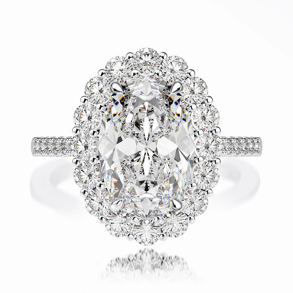 5.6 Carat Oval Lab Simulated Diamond Ring in 925 Sterling Silver Minimalist Token