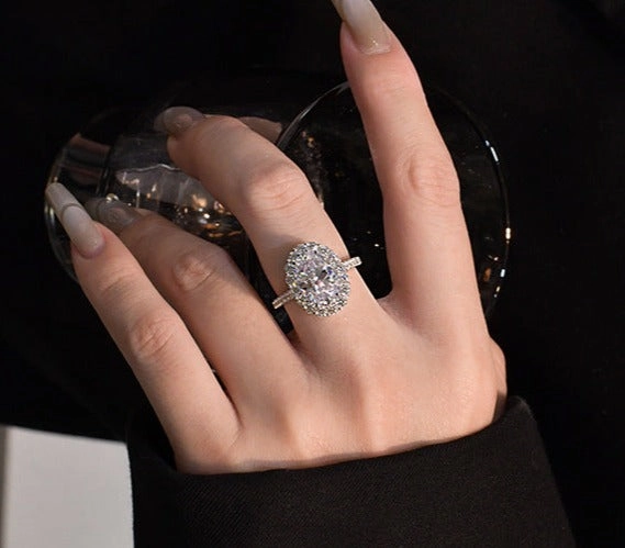 5.6 Carat Oval Lab Simulated Diamond Ring in 925 Sterling Silver Meaningful Expression Polished Accessory