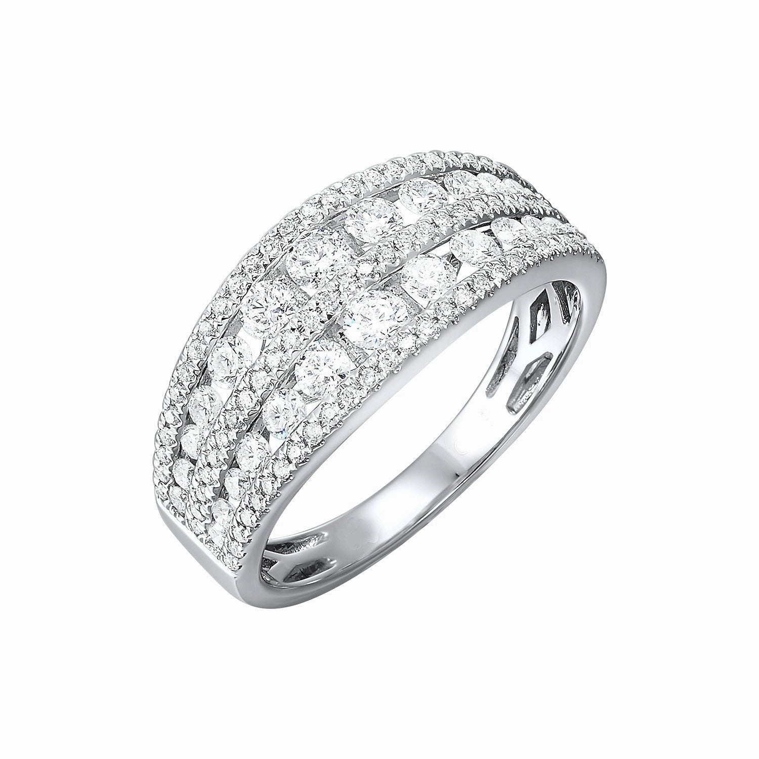 5-Row Diamond Ring 1 Cttw 14k White Gold Cozy Mood