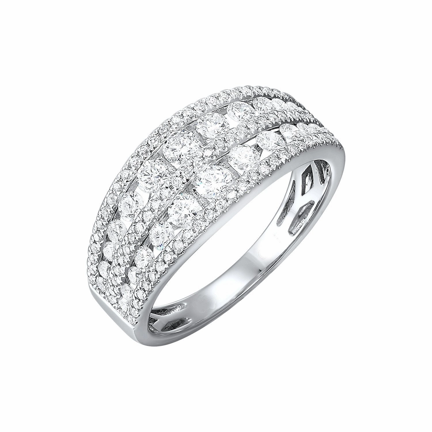 Modern Appeal 5-Row Diamond Ring 1 Cttw 14k White Gold
