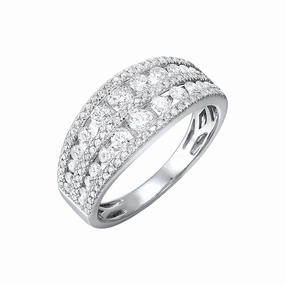 Modern Appeal 5-Row Diamond Ring 1 Cttw 14k White Gold