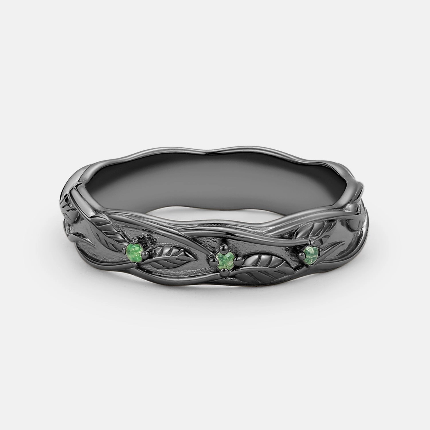 5mm Round Moss Agate Vintage Men's Wedding Band Comfort Style