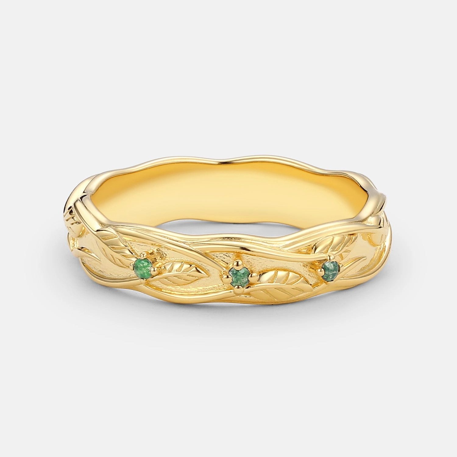 Inspired Feature 5mm Round Moss Agate Vintage Men's Wedding Band