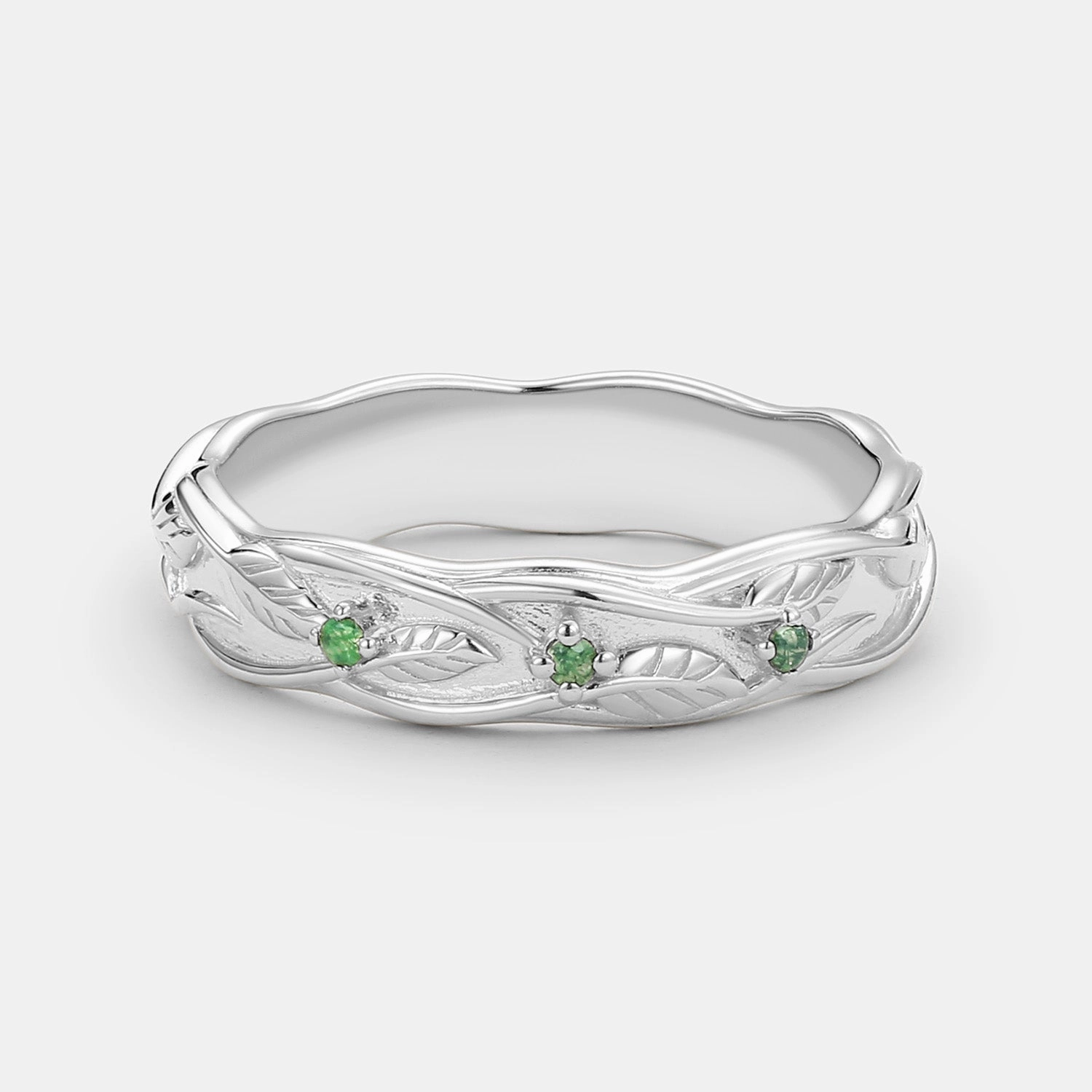 5mm Round Moss Agate Vintage Men's Wedding Band Classic Glimmer Everyday Highlight