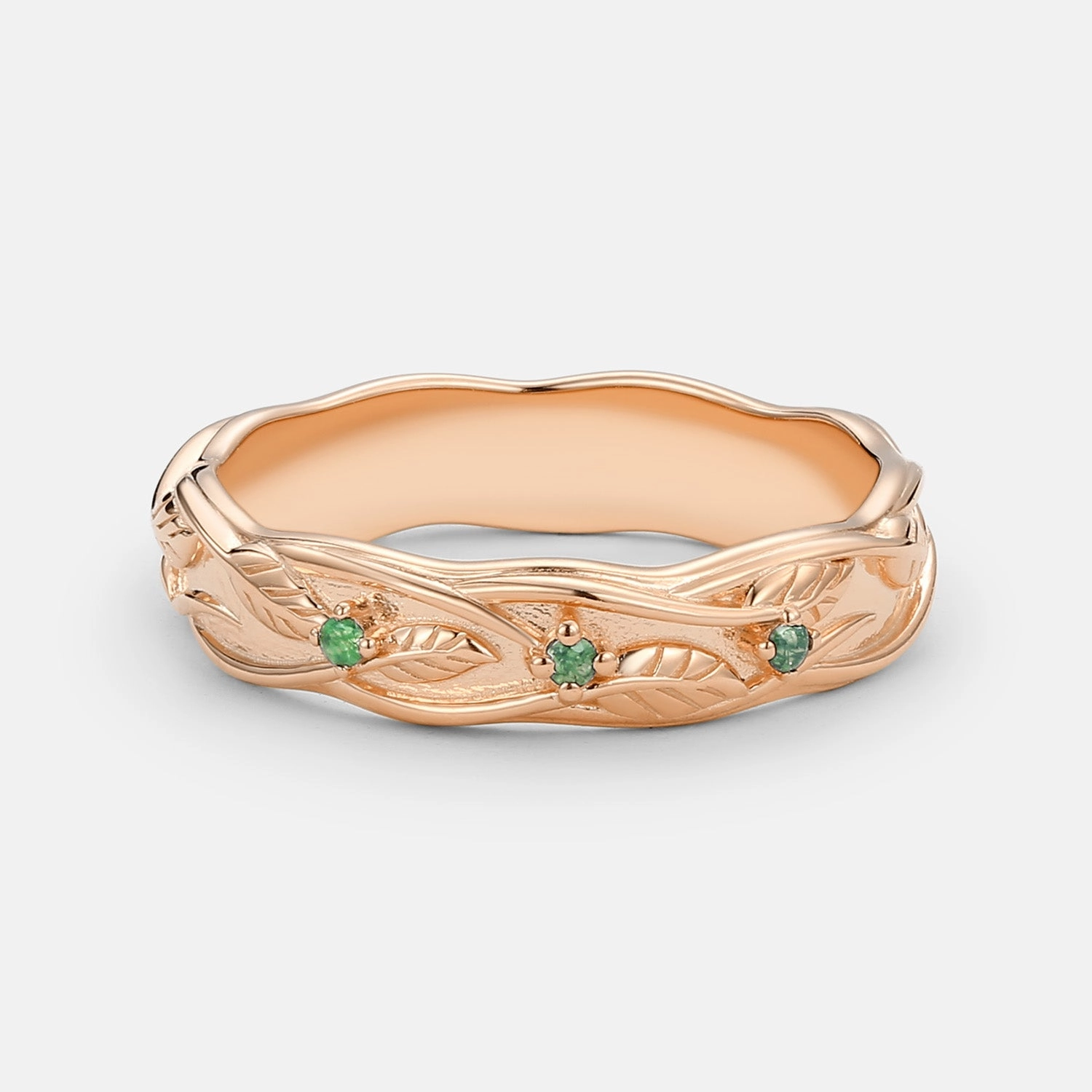 5mm Round Moss Agate Vintage Men's Wedding Band Refined Layer Graceful Glow