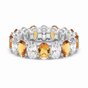 Quiet Look 6.6 CT. Lab Grown White Sapphire with Citrine Gemstone Band