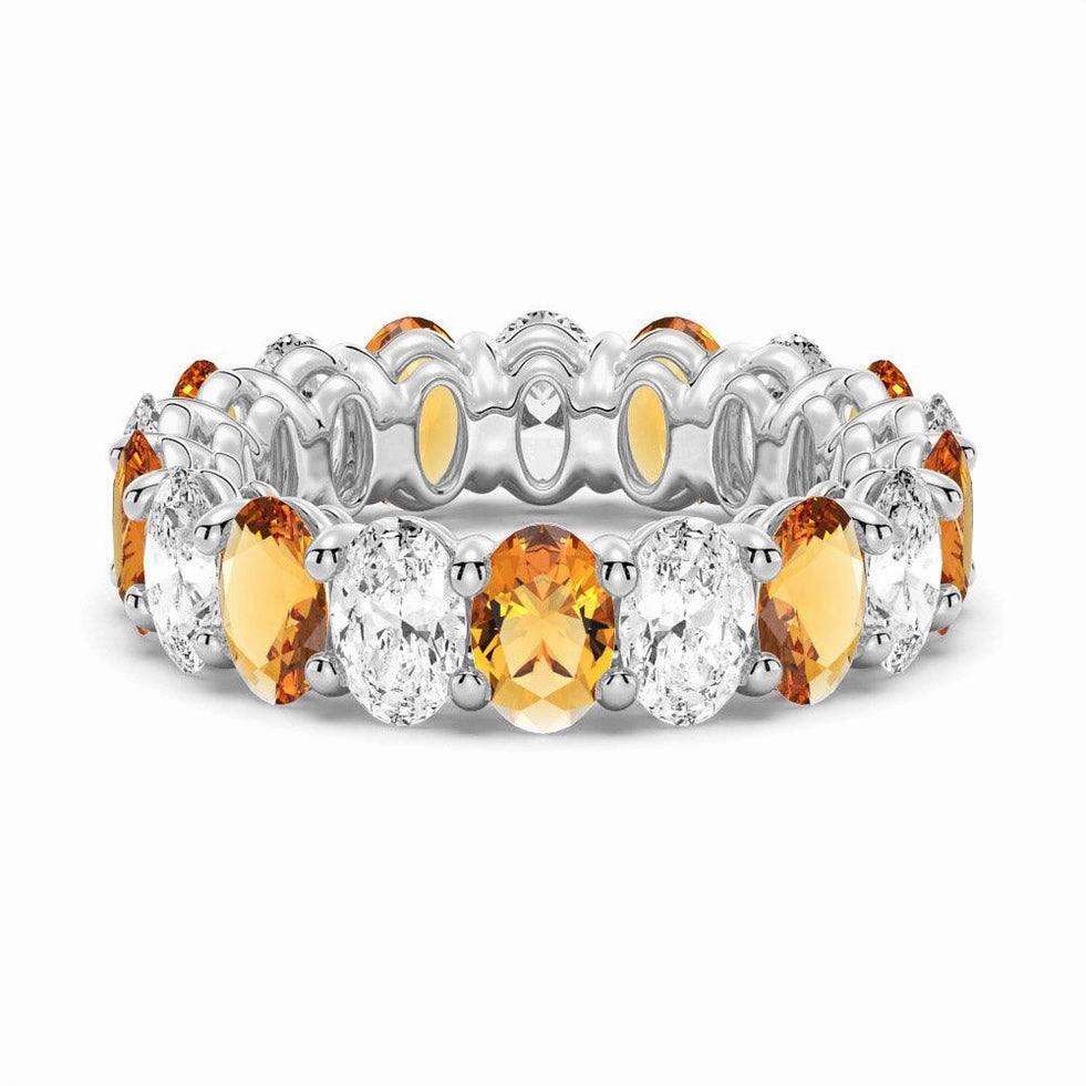 Gleaming Craft Cool Finish 6.6 CT. Lab Grown White Sapphire with Citrine Gemstone Band