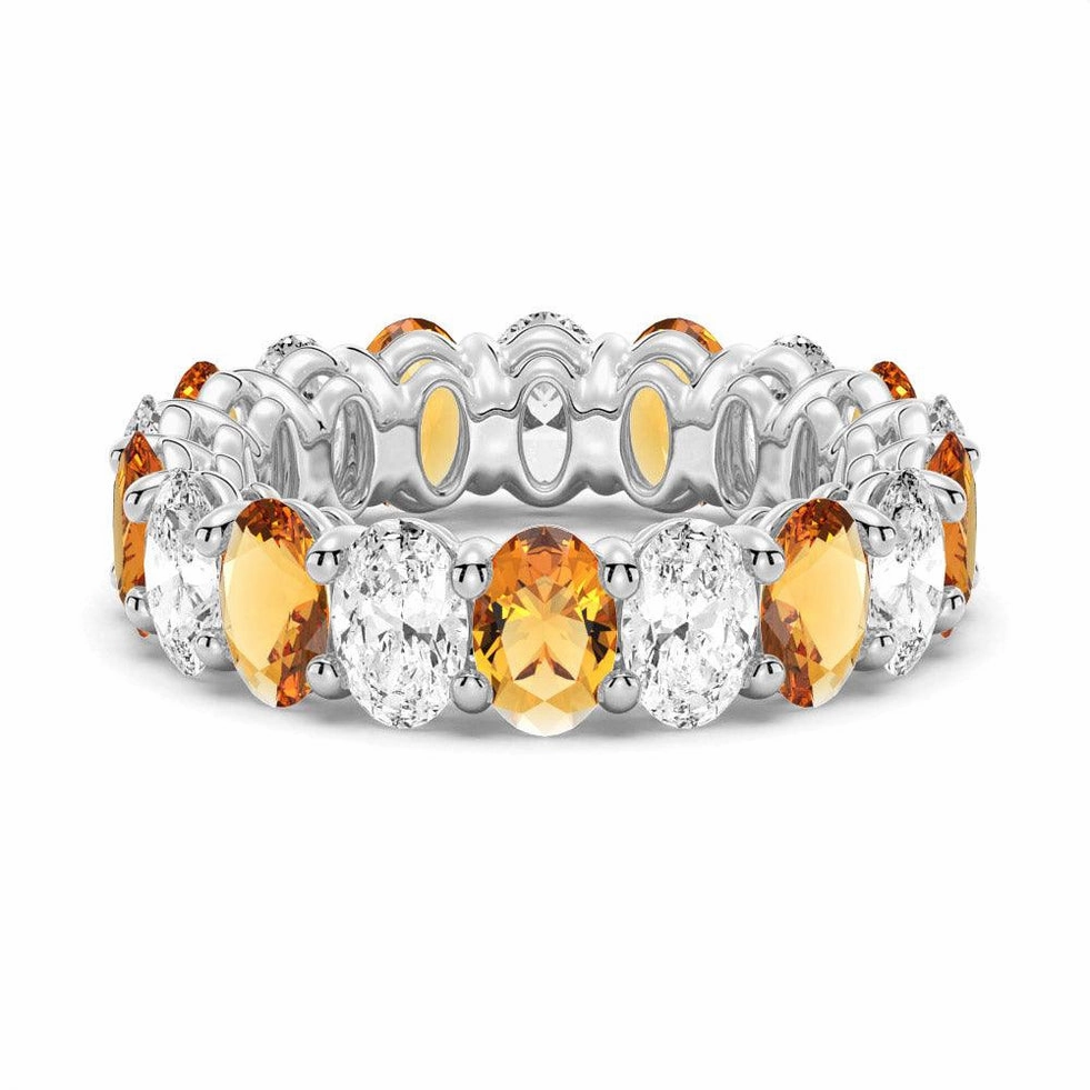 Event Edge 6.6 CT. Lab Grown White Sapphire with Citrine Gemstone Band