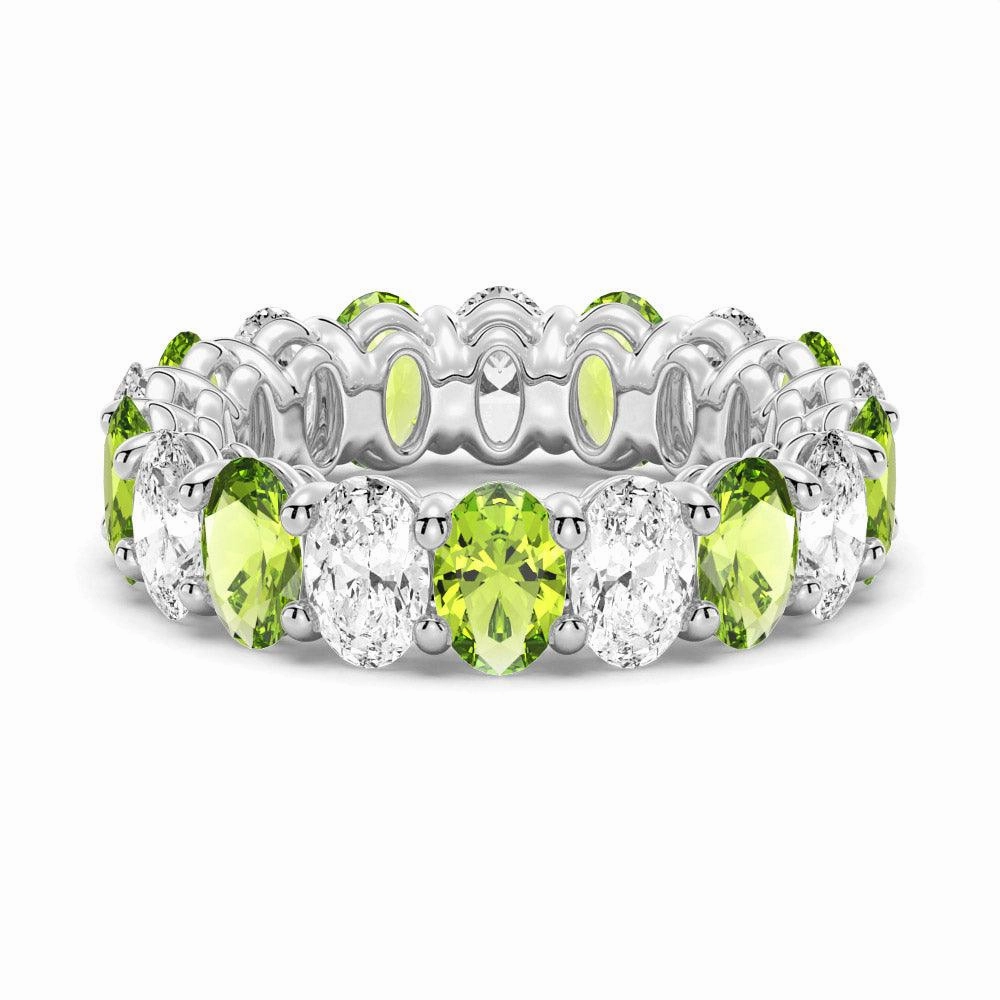 Allure Accent 6.6 CT. Lab Grown White Sapphire with Green Peridot Gemstone Band
