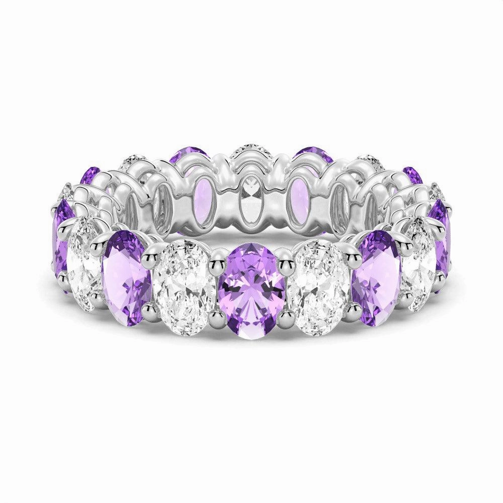 Polished Radiance 6.6 CT. Lab Grown White Sapphire with Purple  Amethyst  Gemstone Band