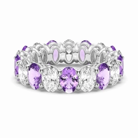 6.6 CT. Lab Grown White Sapphire with Purple  Amethyst  Gemstone Band Fresh Sparkle