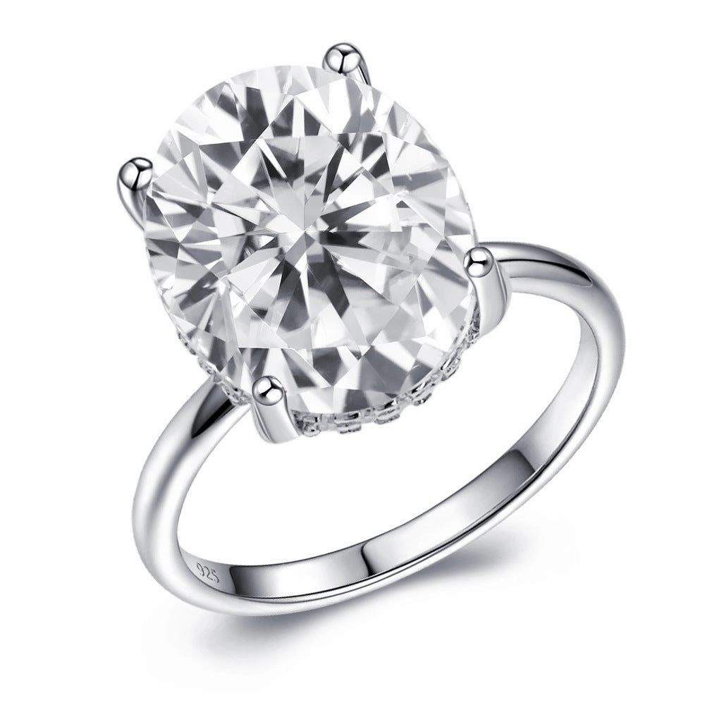 Quick Layer Handmade Statement 6 Carat Solitaire Oval Diamond Engagement Ring | S925 | Moissanite