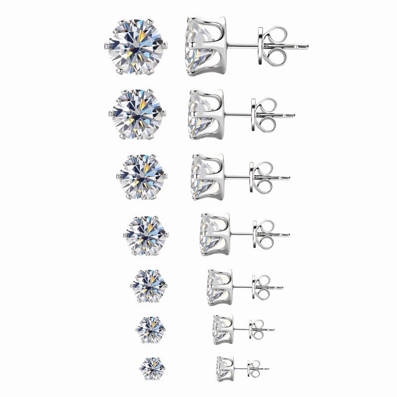 Party Trinket Splendid Embellishment 6-Prong Round Brilliant Stud Earrings | S925 | Moissanite